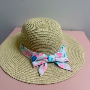 Kids Straw Beach Sun Hat with Floral Bow